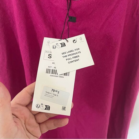 Zara Fushia Purple Linen Blend Halter Maxi Summer Party Wedding Dress - Picture 12 of 16